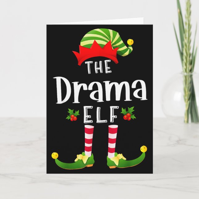 Dramatisk jul-tomte matchande pyjamas julfest  kort (Framsida)