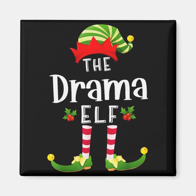 Dramatisk jul-tomte matchande pyjamas julfest  magnet (Framsidan)