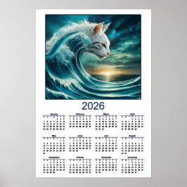 Dramatisk katt och hav 2026 poster