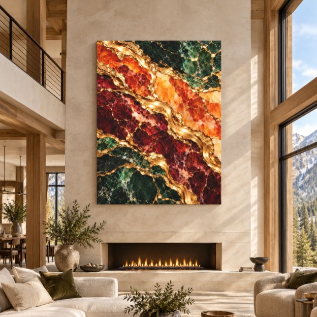 Dramatisk Kintsugi Väggkonsttryck | Kristet Tro Canvastryck (Luxury Agate Geode Large Wall Art, Modern Abstract Living Room Decor.)
