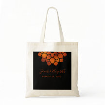 Dramatisk kopparblomma på Black Bröllop Tote Bag
