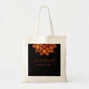 Dramatisk kopparblomma på Black Bröllop Tote Bag Tygkasse
