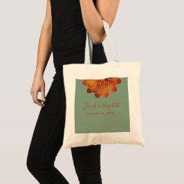 Dramatisk kopparblomma på Grönt Bröllop Tote Bag Tygkasse