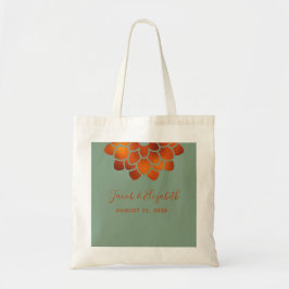 Dramatisk kopparblomma på Grönt Bröllop Tote Bag Tygkasse