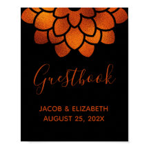 Dramatisk kopparblomma på svart Bröllop-tecken