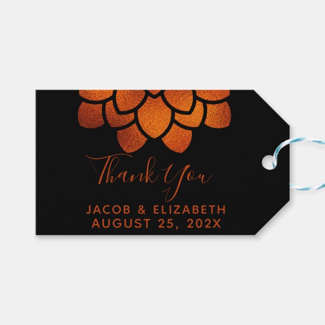 Dramatisk kopparblomma på svart Tack så mycket   Presentetikett (Framsidan (Horisontell))