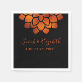 Dramatisk kopparblomma på Svarta Bröllop Pappersservett