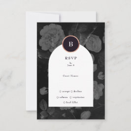 Dramatisk Moody Boho Blommigt Arch Ro Guld Bröllop OSA Kort