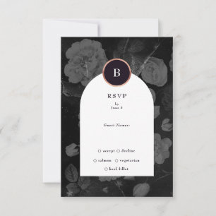 Dramatisk Moody Boho Blommigt Arch Ro Guld Bröllop OSA Kort