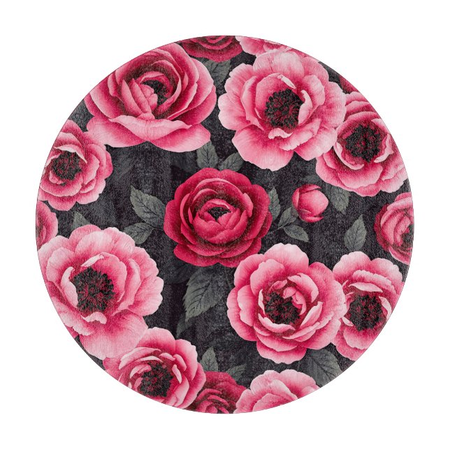 Dramatisk Mörk Rosa Peony Blommig Vintage  (Framsidan)