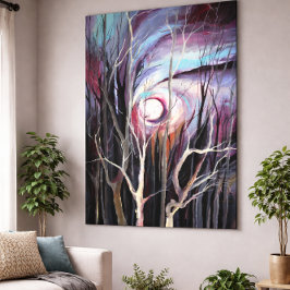 Dramatisk Mystisk Abstrakt Skogslandskap Canvastryck