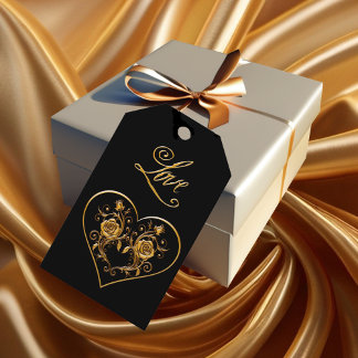 Dramatisk och Elegant Guld Ro Presentetikett