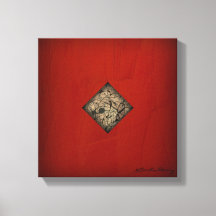 Dramatisk röd modern canvas konst — Pollock-stil