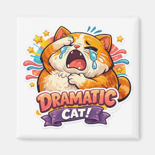 Dramatisk rolig gråtande katt serie konst reaktion magnet