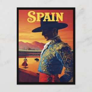 Dramatisk Spanien Matador Vintage Resekonst Vykort