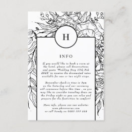 Dramatisk svart monogram andedräkt Bröllop Tilläggskort