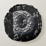 Dramatisk svart, musikalisk, Pappa-rund bomullstyg Rund Kudde<br><div class="desc">Dramatisk svart,  musikalisk,  Pappa-rund bomullstyg Pillow</div>