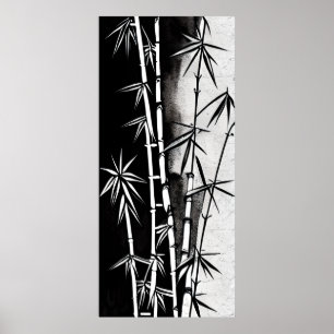 Dramatisk svart och vit modern bambu poster