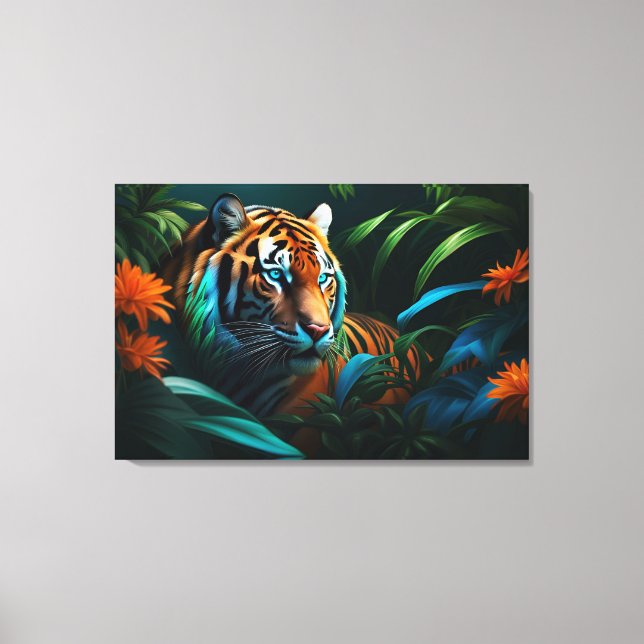Dramatisk tiger i Jungle Canvastryck (Framsida)