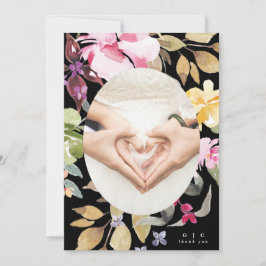 Dramatisk vattenfärg Blommigt Bröllop Tack Kort