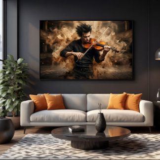 Dramatisk violinist passionerad musik canvastryck