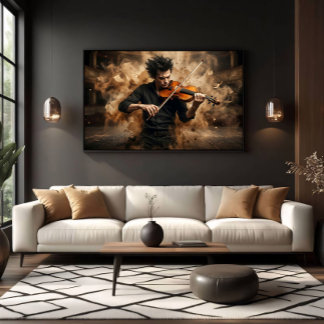 Dramatisk violinist passionerad musik poster