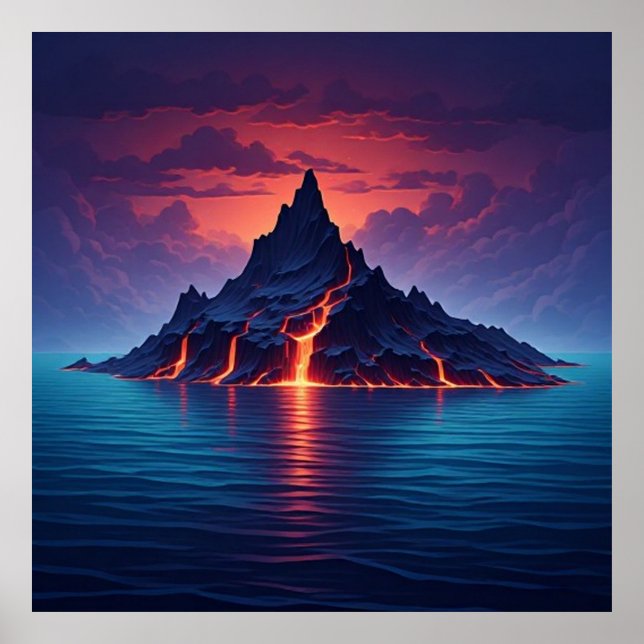 Dramatisk vulkanisk kust vid skymning 🌊 poster (Framsidan)