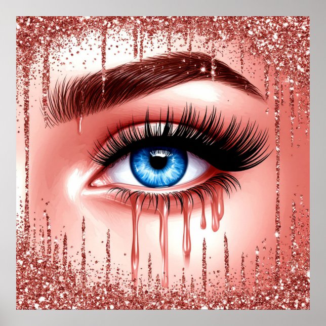 💋 Dramatiska blå ögon Glam-dekor för sminkälskare Poster (Framsidan)