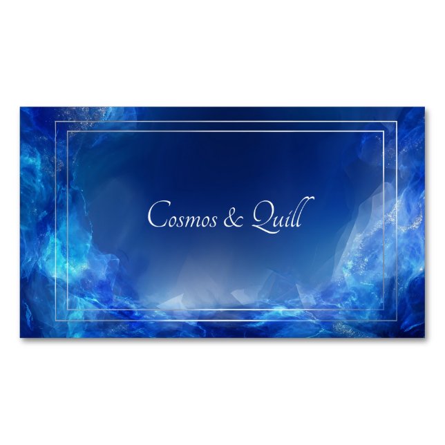 Dramatiska djupa safirnebulosan silverram magnetiska visitkort (Framsida)