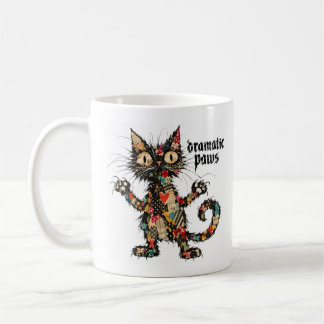 Dramatiska tassar Rolig svart katt kaffemugg