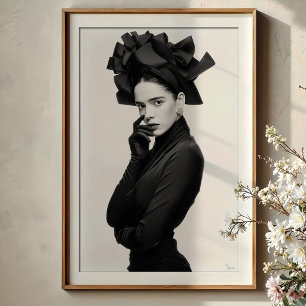 Dramatiskt band Hat: Elegant Mode Porträtt Poster