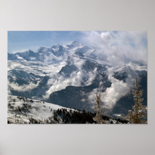 Dramatiskt beskåda av Mont Blanc Poster
