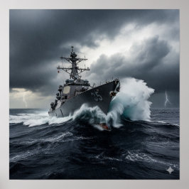 Dramatiskt Förstörare av marina vatten Poster