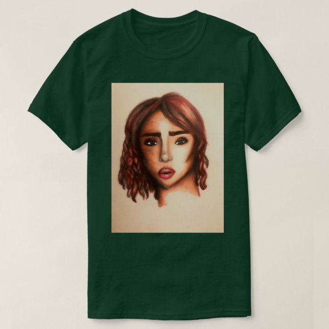 Dramatiskt Rödhårig Girl T Shirt (Design framsida)