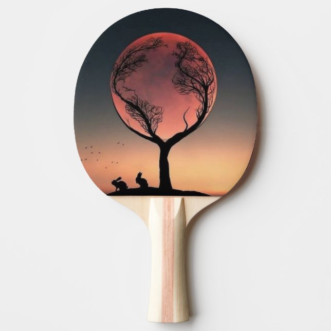 Dramatiskt solnedgångsträdslandskap Cornhole-set Pingisracket (Framsidan)