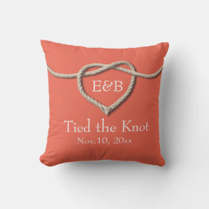 Dräng Knot Coral Burlap utomhus Bröllop Pillow Kudde