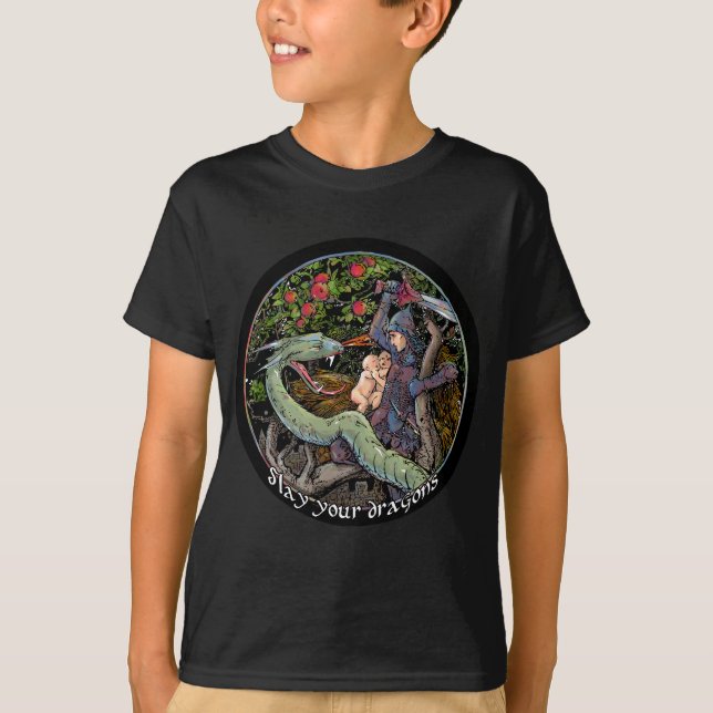 Dräpa din Dragons.Personalized-gåva. Medeltida T-shirt (Framsida)