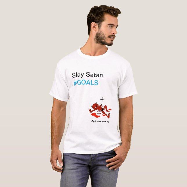 Dräpa Satan #GOALS - unisex- Tshirt Tee (Hel framsida)