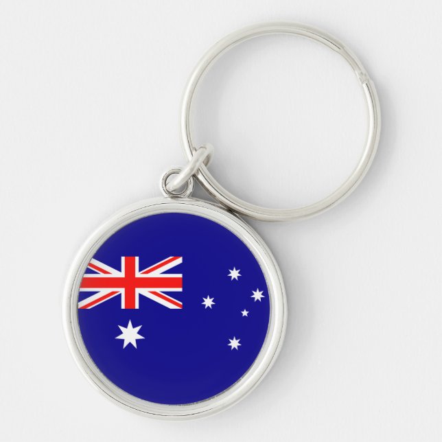 Drapeau Australie Rund Silverfärgad Nyckelring (Framsidan)