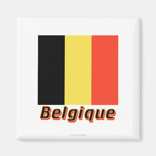 Drapeau Belgique avec le nom en français Magnet (Framsidan)