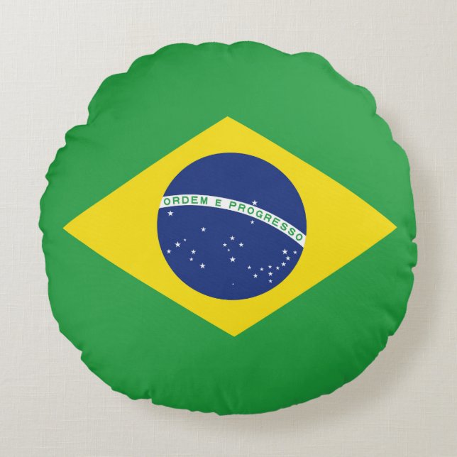 Drapeau Brésil Rund Kudde (Framsidan)