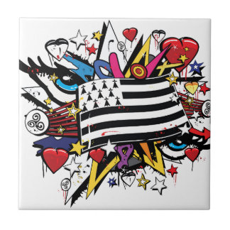 Drapeau Bretagne Breizh graffiti Breton graff Kakelplatta