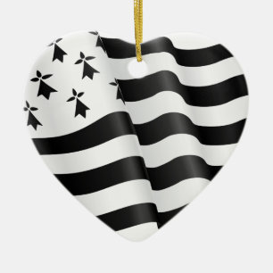 Drapeau breton (den Breton flagga) Julgransprydnad Keramik