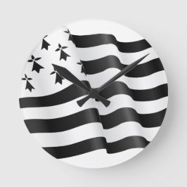 Drapeau breton (den Breton flagga) Rund Klocka