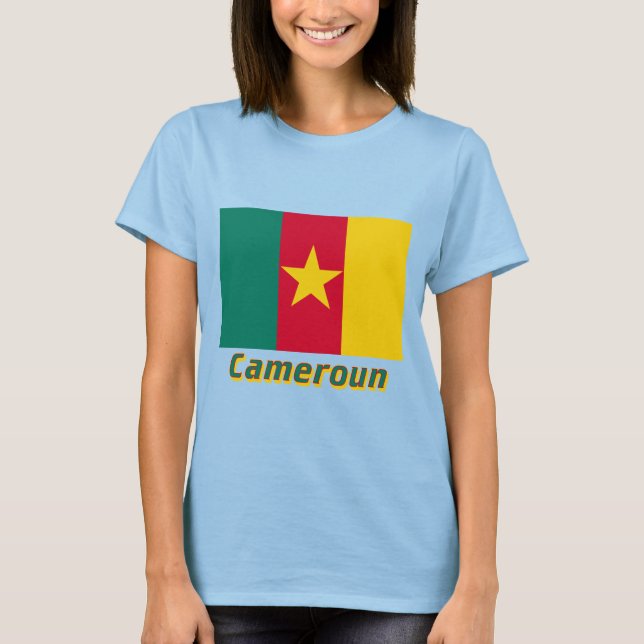 Drapeau Cameroun avec le nom en français T Shirt (Framsida)