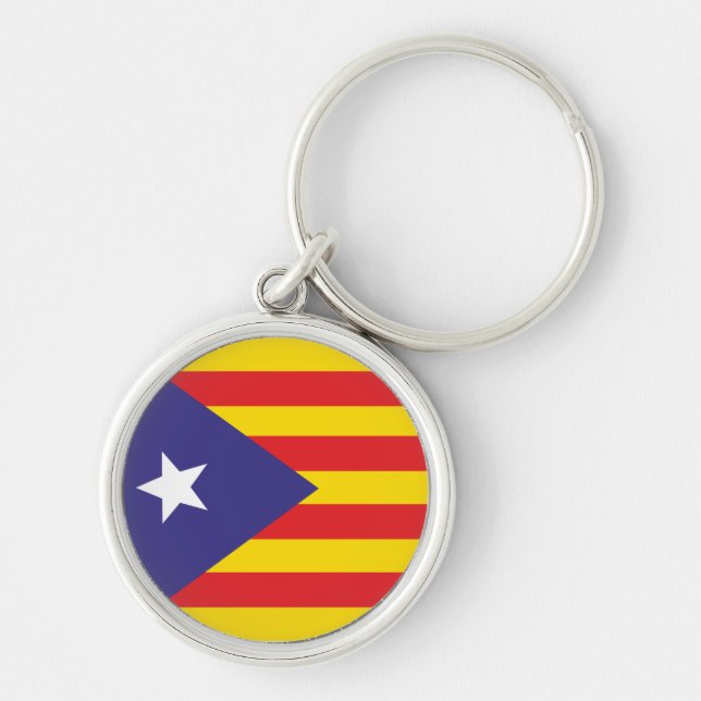 Drapeau Catalan "Serenya" Rund Silverfärgad Nyckelring (Framsidan)
