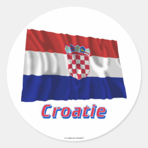 Drapeau Croatie avec le nom en français Runt Klistermärke