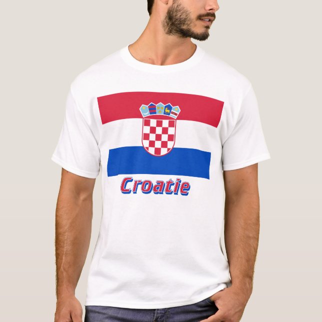 Drapeau Croatie avec le nom en français Tee (Framsida)