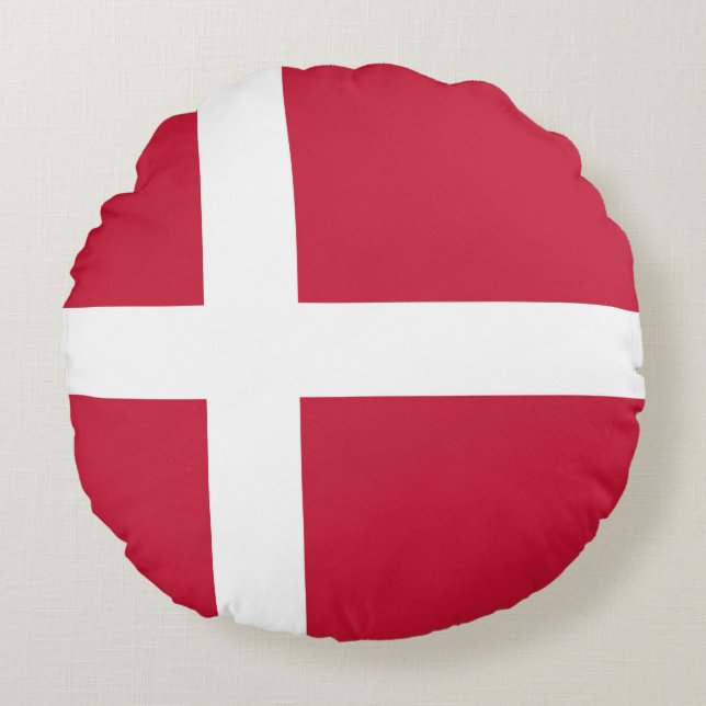 Drapeau Danemark  Rund Kudde (Framsidan)