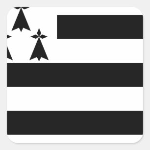 Drapeau de la Bretagne Breizh Gwenn ha Du Britanny Fyrkantigt Klistermärke